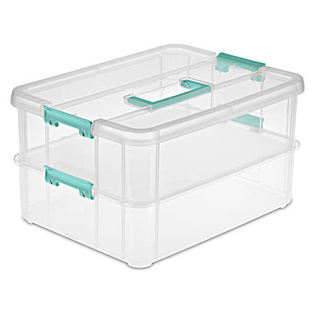 Sterilite Clear Stack & Carry 2-Layer Handle Box