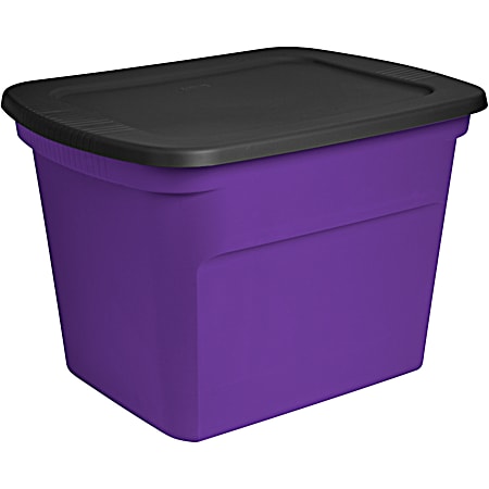 18 gal Purple & Black Opaque Plastic Box Tote