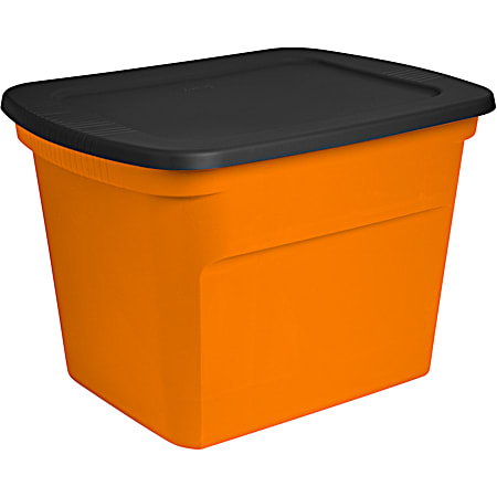 18 gal Orange & Black Opaque Plastic Box Tote
