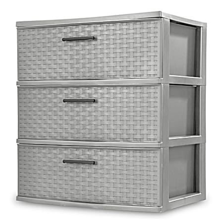 Sterilite Cement Wide 3-Drawer Weave Storage Tower