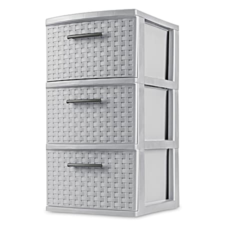 Cement 3-Drawer Weave Storage Tower