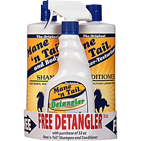 Free 16 oz Detangler w/ Mane n' Tail Shampoo & Conditioner Bonus Pack