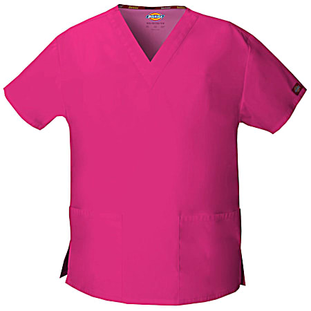 Dickies Women's EDS Signature Hot Pink 2 Pocket V-Neck Short Sleeve Scrub Top