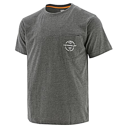 CAT Men's Dark Heather Grey Industry Leader Graphic Crew Neck Short Sleeve T-Shirt w/Pocket
