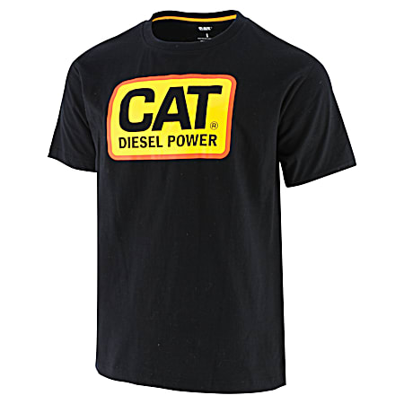 CAT Men's Grey/Camo Diesel Power Graphic Crew Neck Short Sleeve T-Shirt