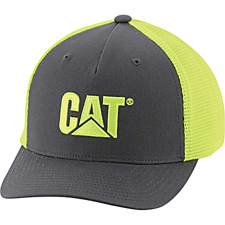 Adult Gray/Yellow Hi-Vis CAT Embroidered FlexFit Cap