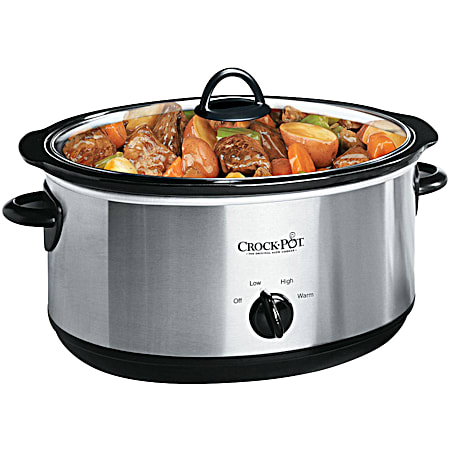 8 qt Stainless/Black Manual Slow Cooker