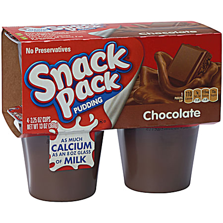 SNACK PACK 3.25 oz Individual Chocolate Pudding Cups - 4 Pk