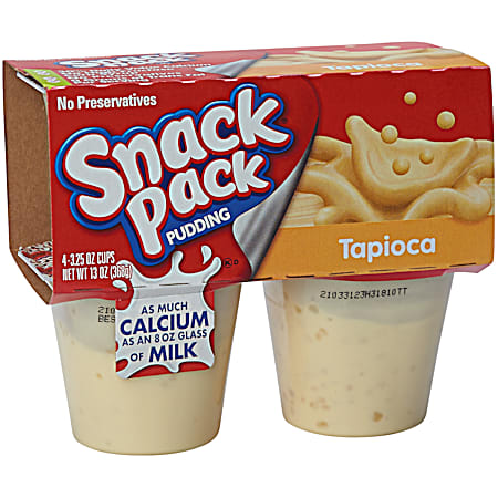 SNACK PACK 3.25 oz Individual Tapioca Pudding Cups - 4 Pk