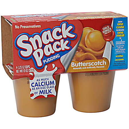 3.25 oz Individual Butterscotch Pudding Cups - 4 Pk
