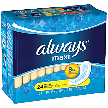 Maxi Regular Feminine Pads Without Wings - 24 ct