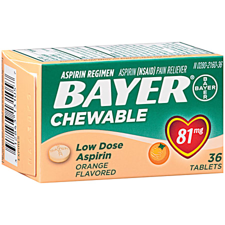 Bayer 81 mg Low Dose Chewable Pain Reliever - 36 ct