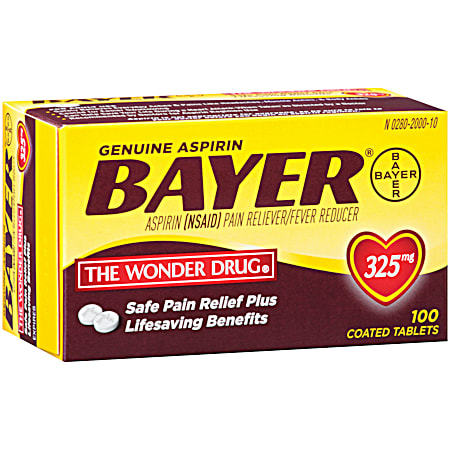 Bayer 325mg Aspirin Tablets  100 Ct