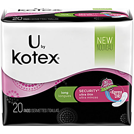 Security Ultra Thin Long Sanitary Pads - 20 ct