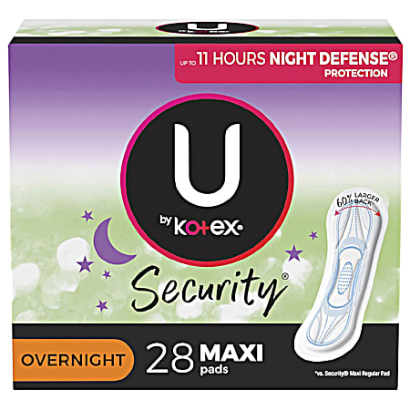 Security Maxi Overnight Pads - 28 ct