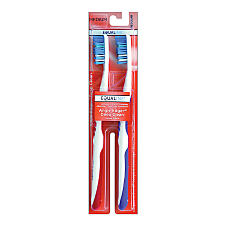EQUALINE Angle Edge+ Deep Clean Medium Manual Toothbrushes - 4 Pk, Assorted