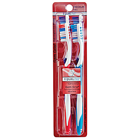 Gem Grip Medium Manual Toothbrushes - 4 Pk, Assorted