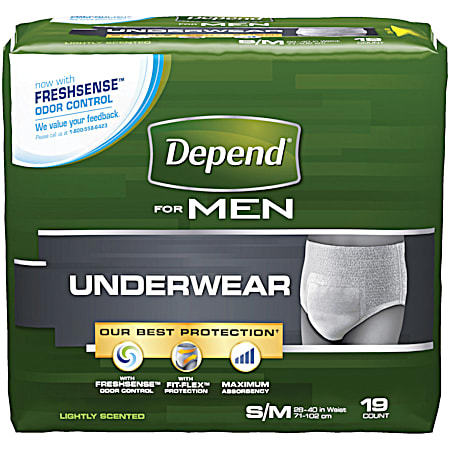 DEPENDS Maximum Absorbency S/M Underwear for Men - 19 Ct
