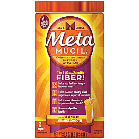 METAMUCIL 4 in 1 MultiHealth 30.4 oz Orange Smooth Daily Fiber Supplement