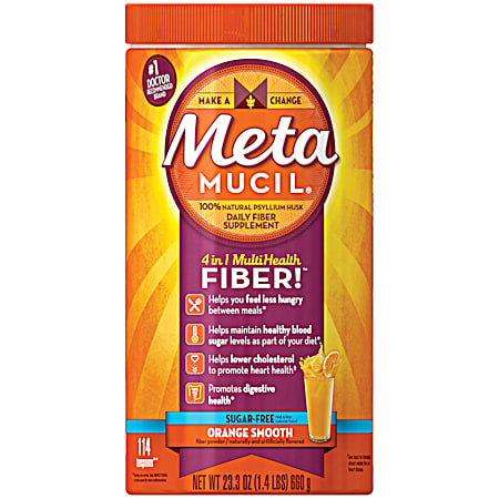 METAMUCIL 4 in 1 MultiHealth 23.3 oz Sugar Free Orange Smooth Daily Fiber Supplement
