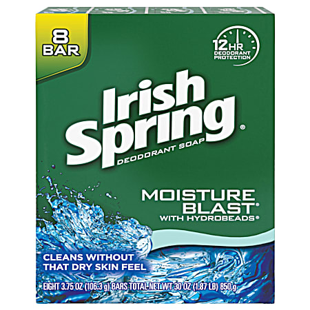 Irish Spring Moisture Blast Deodorant Bar Soap - 8 ct