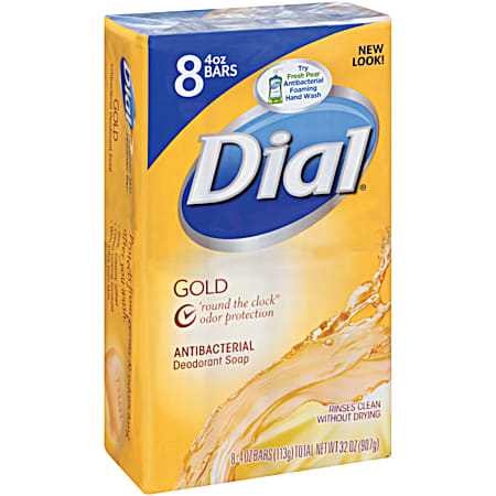 Dial 4 oz Gold Antibacterial Deodorant Soap Bars - 8 Pk