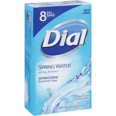 Dial 4 oz Spring Water Antibacterial Deodorant Soap Bars - 8 Pk