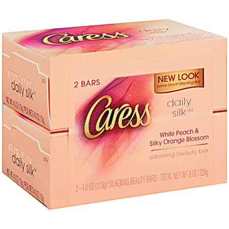 8 oz White Peach & Silky Orange Blossom Daily Silk Soap Bars - 2 pk