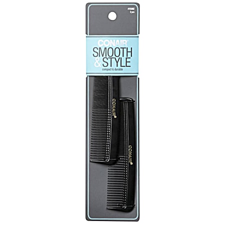 Conair Smooth & Style Black Pocket Combs - 2 Pk