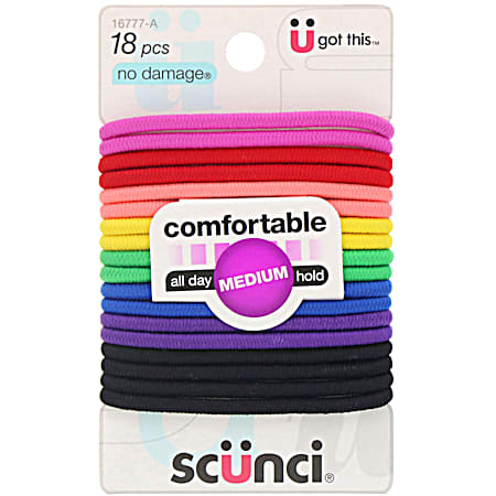 SCUNCI Bright Comfortable Elastic Hair Ties - 18 ct