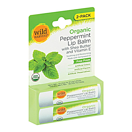 Wild Harvest Organic Peppermint Lip Balm - 2 ct