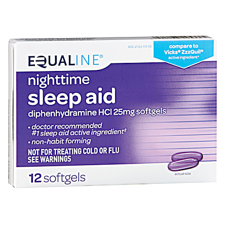 Nighttime Sleep Aid Diphenhydramine HCI Softgels - 12 ct