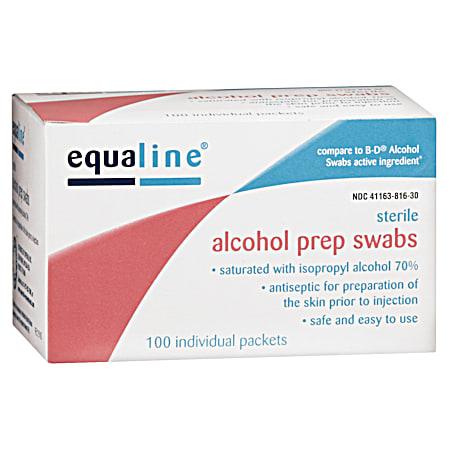 EQUALINE Alcohol Prep Swabs - 100 ct