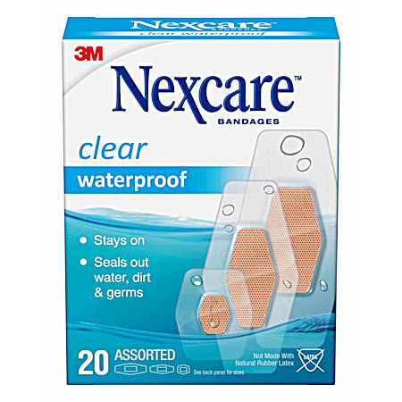 Clear Waterproof Adhesive Bandages - 20 ct