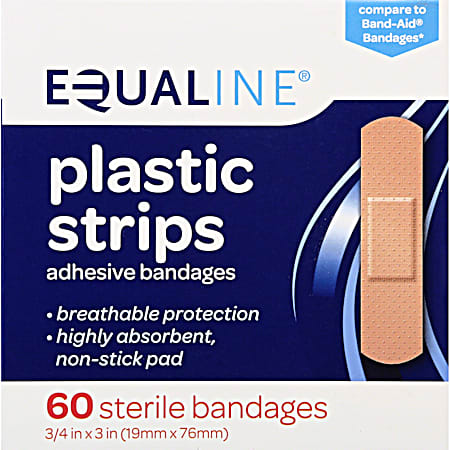EQUALINE Plastic Strips Adhesive Bandages - 60 ct