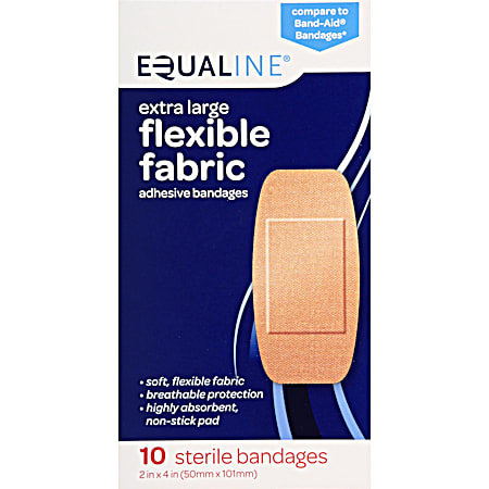 Flexible Fabric Extra Large Adhesive Bandages - 10 ct