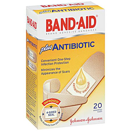 Adhesive Bandages Plus Antibiotic - 20 ct