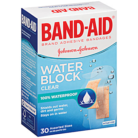 Water Block Clear Adhesive Bandages - 30 ct
