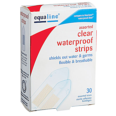 Clear Waterproof Strips Adhesive Bandages - 30 ct