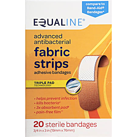 EQUALINE Advanced Bacterial Fabric Adhesive Bandages - 20 ct