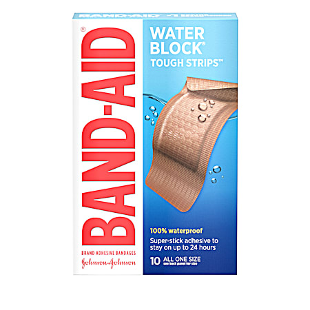 Water Block Tough Strips Adhesive Bandages - 10 ct