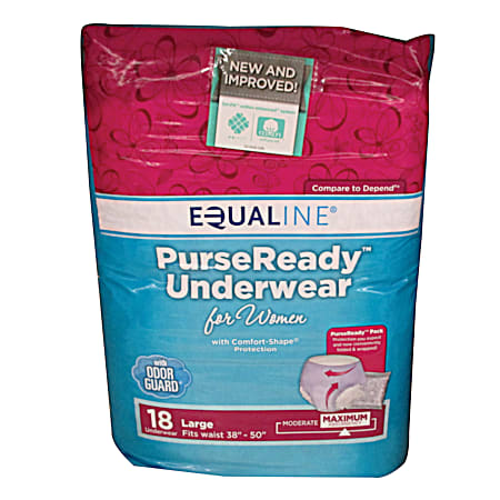 EQUALINE Purse Ready Women's Large Bladder Protection Underwear - 18 ct