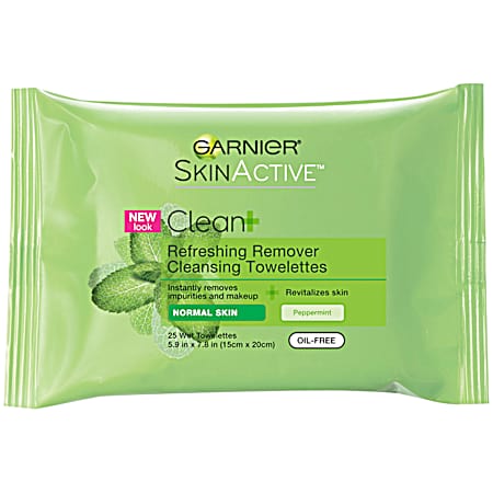GARNIER SkinActive Clean+ Refreshing Remover Cleansing Towelettes - 25 ct