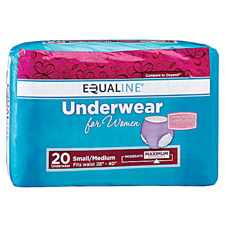 Women's Small/Medium Maximum Bladder Protection Underwear - 20 ct