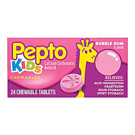 Pepto Bismol KIDS Bubble Gum Flavor Chewable Digestive Relief Tablets - 24 ct
