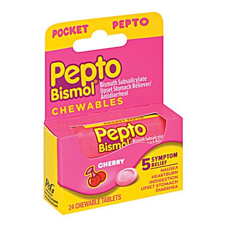 Pepto Bismol To-Go Cherry Flavor Chewable Digestive Relief Tablets - 24 ct