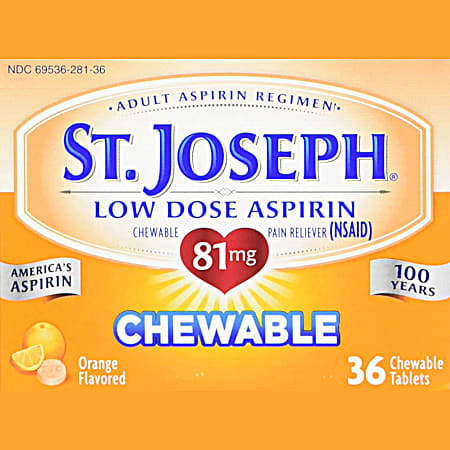 Chewable Low Dose Orange Flavored Aspirin - 36 ct