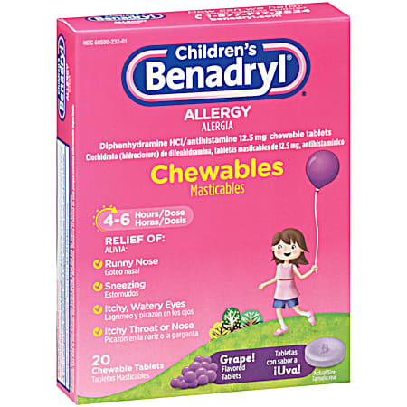 Children's Allergy Grape Flavored Chewables - 20 ct