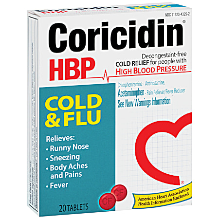 HBP Cold & Flu Symptom Relief Tablets - 20 ct