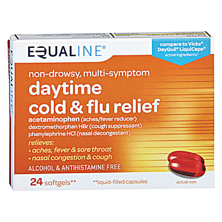 EQUALINE Daytime Cold & Flu Relief Softgels - 24 ct